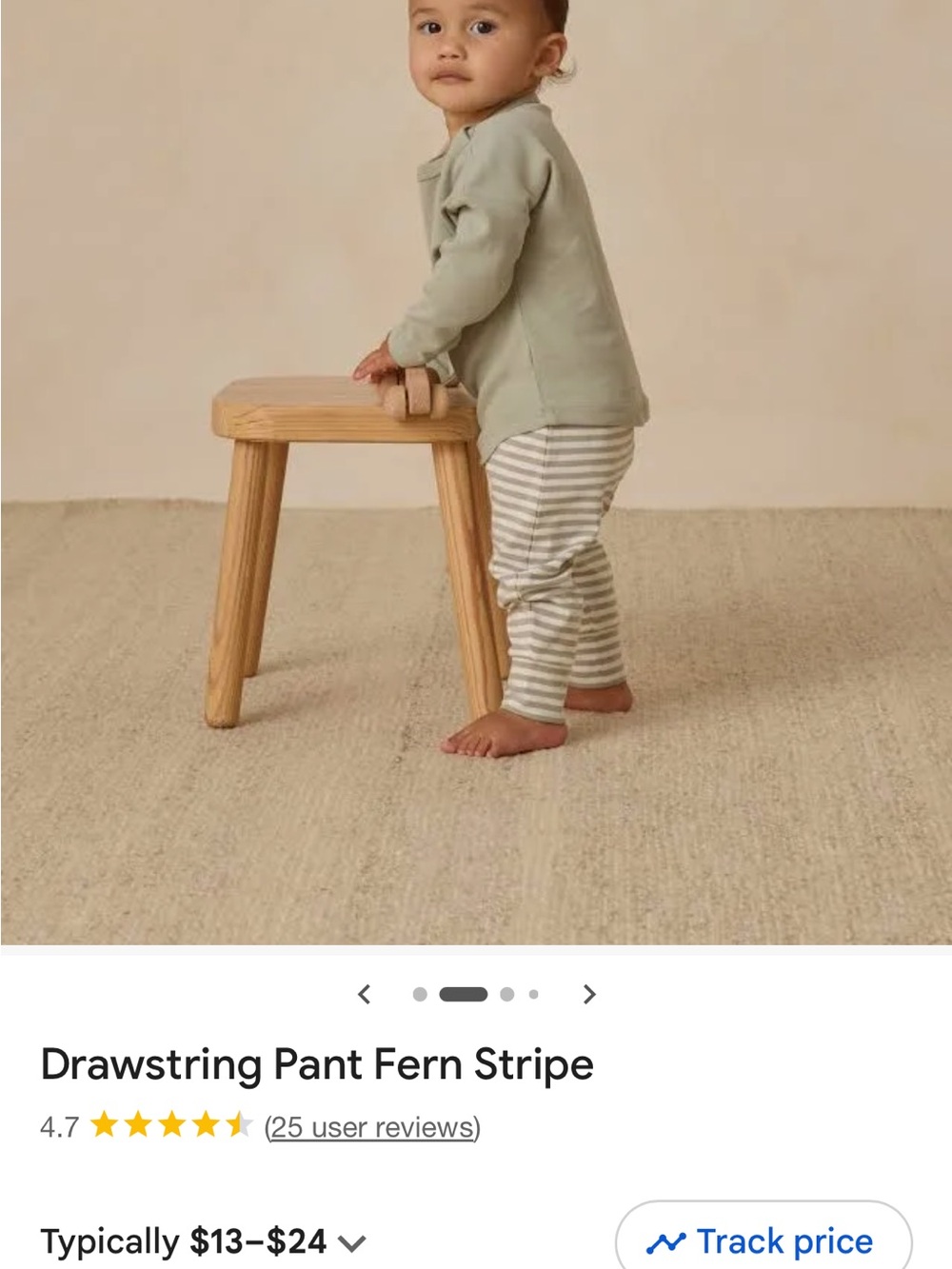 Quincy Mae Sage & White Striped Jogger Pants - Picture 3 of 5